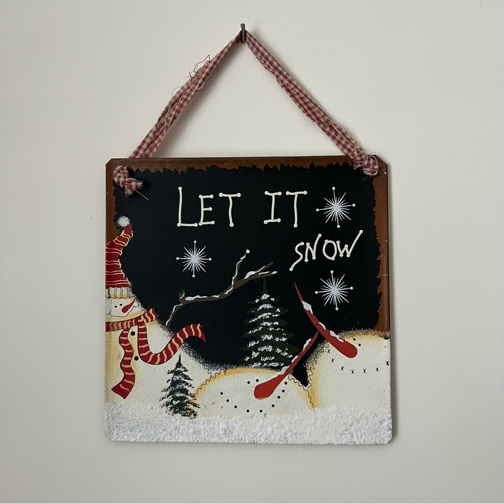 Winter Holiday Let It Snow Snowman Metal Sign